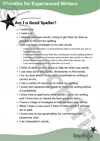 Preview image for Am I a Good Speller? Spelling Checklist for Experienced Writers