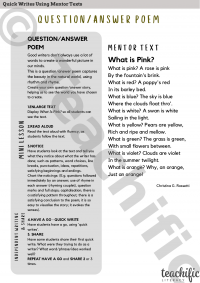 Answer Poems How to Write a Question-Answer Poem, Yrs 2-3 | Teachific