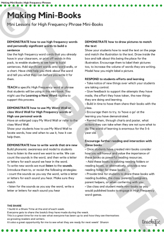 Preview image for Mini-Lessons: Making High Frequency Phrase Mini Books