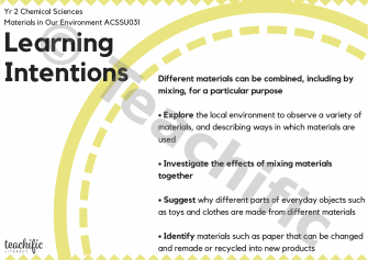Preview image for Science Learning Intentions: Yr 2 Chemical Sciences - Materials in Our Environment