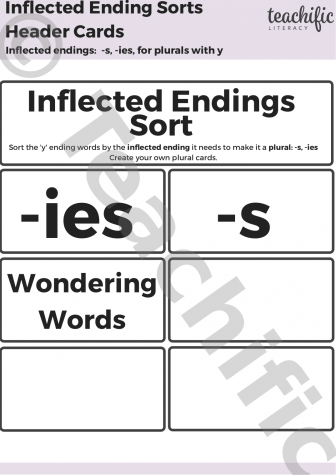 Preview image for Affix and Syllable Sorts: Inflected Ending  -s, -ies, for Plurals with y