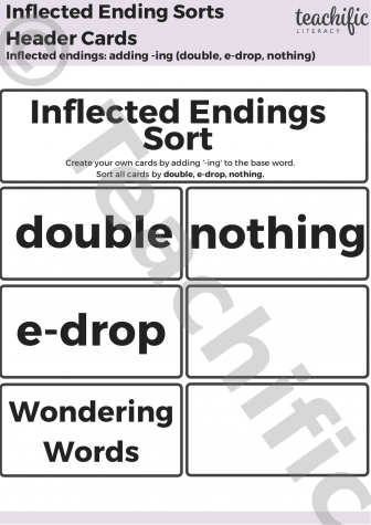 Preview image for Affix and Syllable Sorts: Inflected Ending - Adding -ing (double, e-drop, nothing)