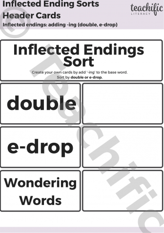 Preview image for Affix and Syllable Sorts: Inflected Ending - Adding -ing (double, e-drop)