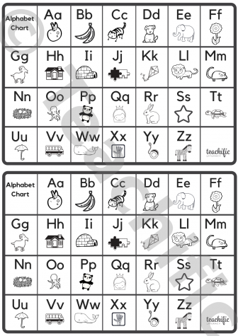 Alphabet Charts: Illustrated - Small | Teachific