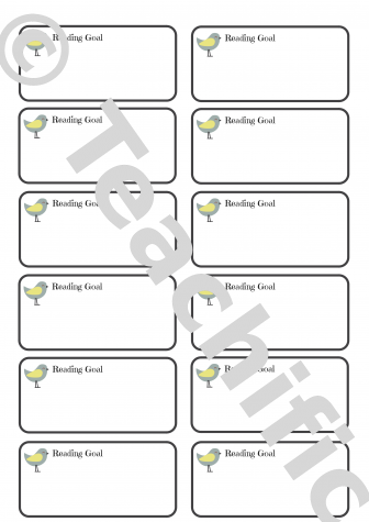 Preview image for Reading Goal Labels: Bird Yr 1,2