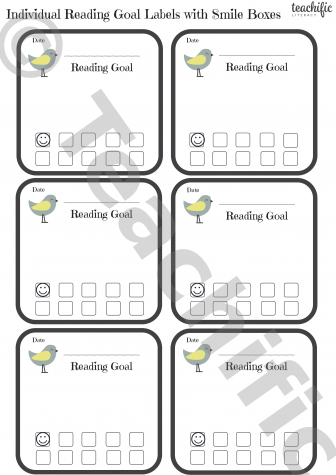 Preview image for Reading Goal Labels: Individual with Smile Boxes Yr 1,2