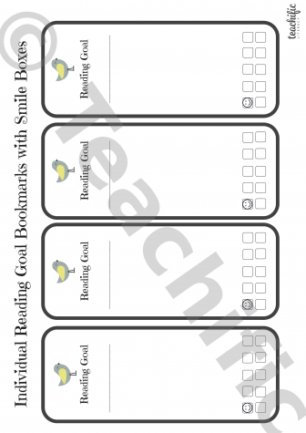 Preview image for Reading Goal Bookmarks: Individual with Smile Boxes: Bird Yr 1,2