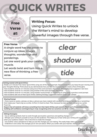 Preview image for Quick Writes: Free Verse #1