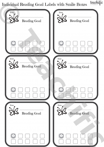Preview image for Reading Goal Labels: Individual with Smile Boxes: Butterfly Yr 2-4