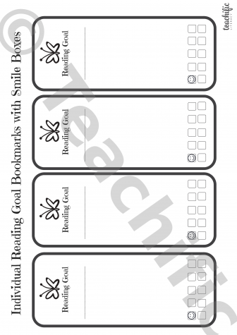 Preview image for Reading Goal Bookmarks: Individual with Smile Boxes: Butterfly Yr 2-4