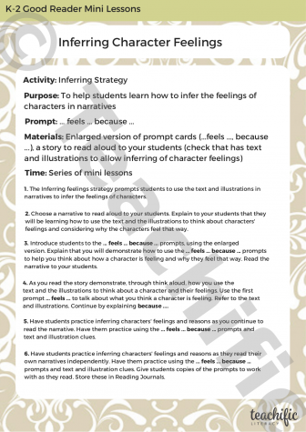 Preview image for Mini Lessons: Good Reader - Inferring Character Feelings