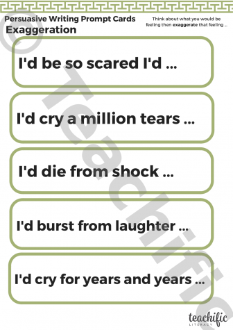 Preview image for Persuasive Writing Devices: Prompt Cards - Exaggeration