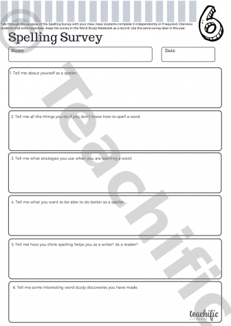 Preview image for Spelling Surveys: Yr 6