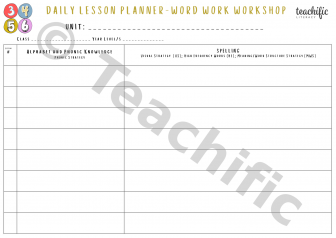 Preview image for Daily Lesson Planner: Word Work Workshop - Generic, Yrs 3-6
