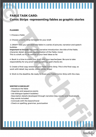 Fable Task Card: Fable Features Chart | Teachific