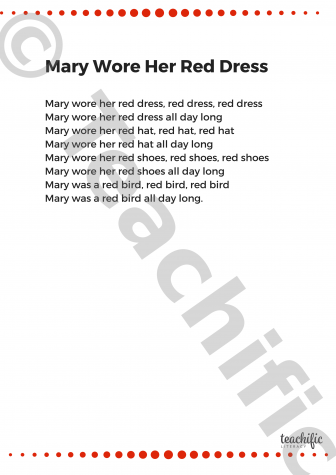 mary wore her red dress poem Mary Wore Her Red Dress (Pocket Chart Poem and Student Books) by Judy Tedards