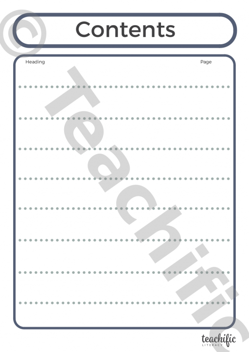 Writing Templates: Contents Page | Teachific