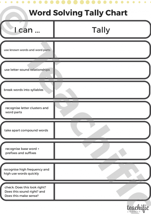 Tally Problem Solving Tally Charts: Word Solving Strategies - Student Version | Teachific