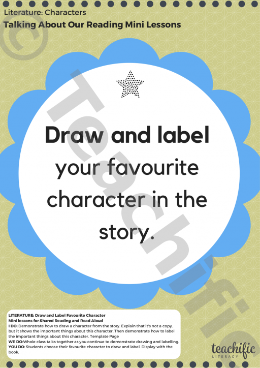 Talking About Our Reading: Draw and Label Favourite Character | Teachific