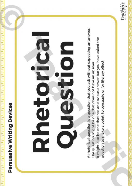 Persuasive Writing Devices: Poster - Rhetorical Question | Teachific