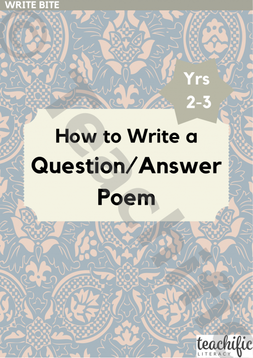 Answer Poems How to Write a Question-Answer Poem, Yrs 2-3 | Teachific