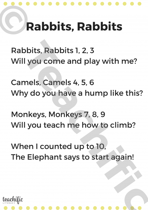 Poem: Rabbits, Rabbits - Counting Rhyme | Teachific