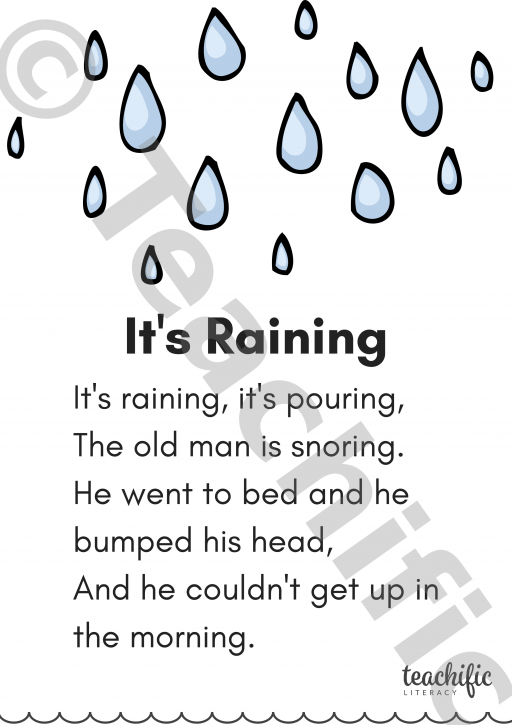 Poems K2 It's Raining, It's Pouring Teachific