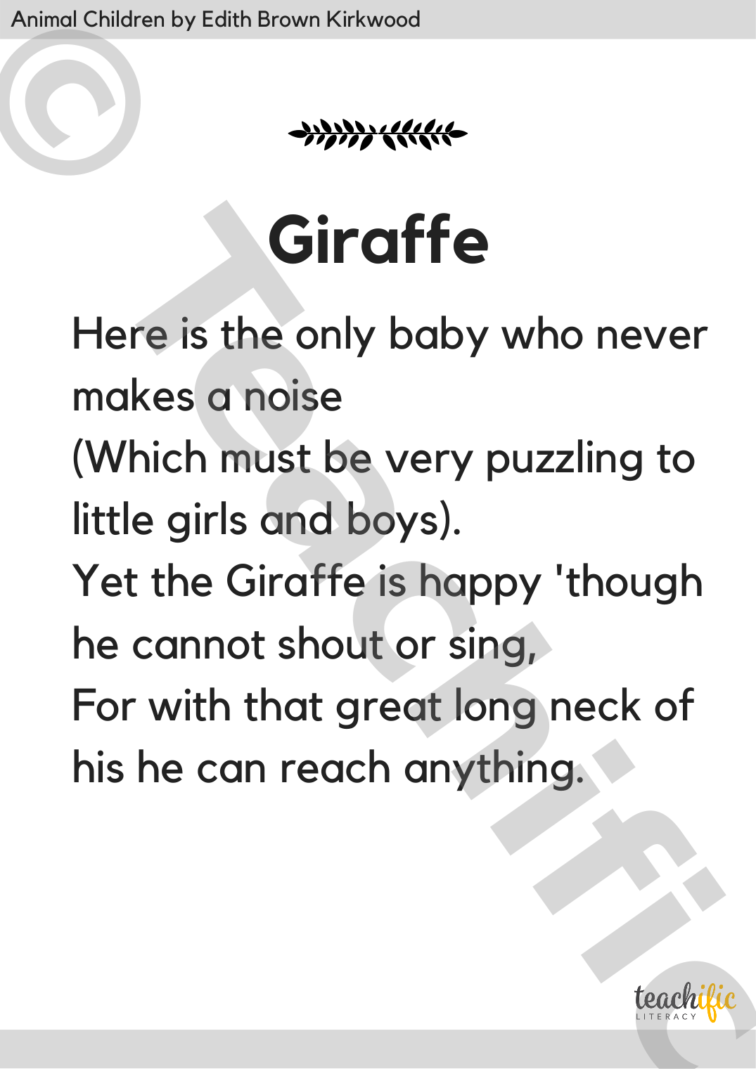 Animal Children Poems: Giraffe | Teachific