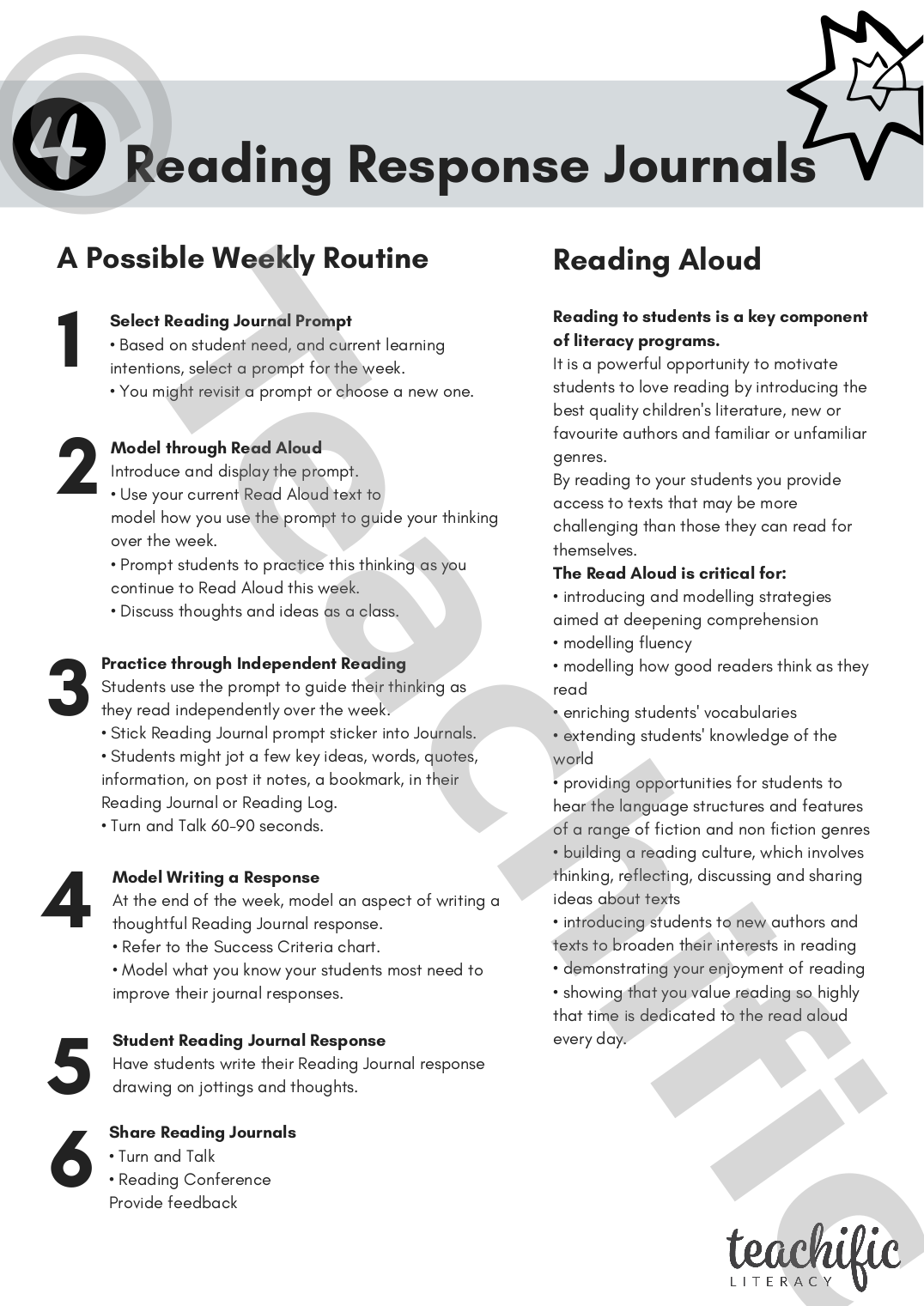 Reading Response Journals: Thinking About Characters - Year 4 | Teachific