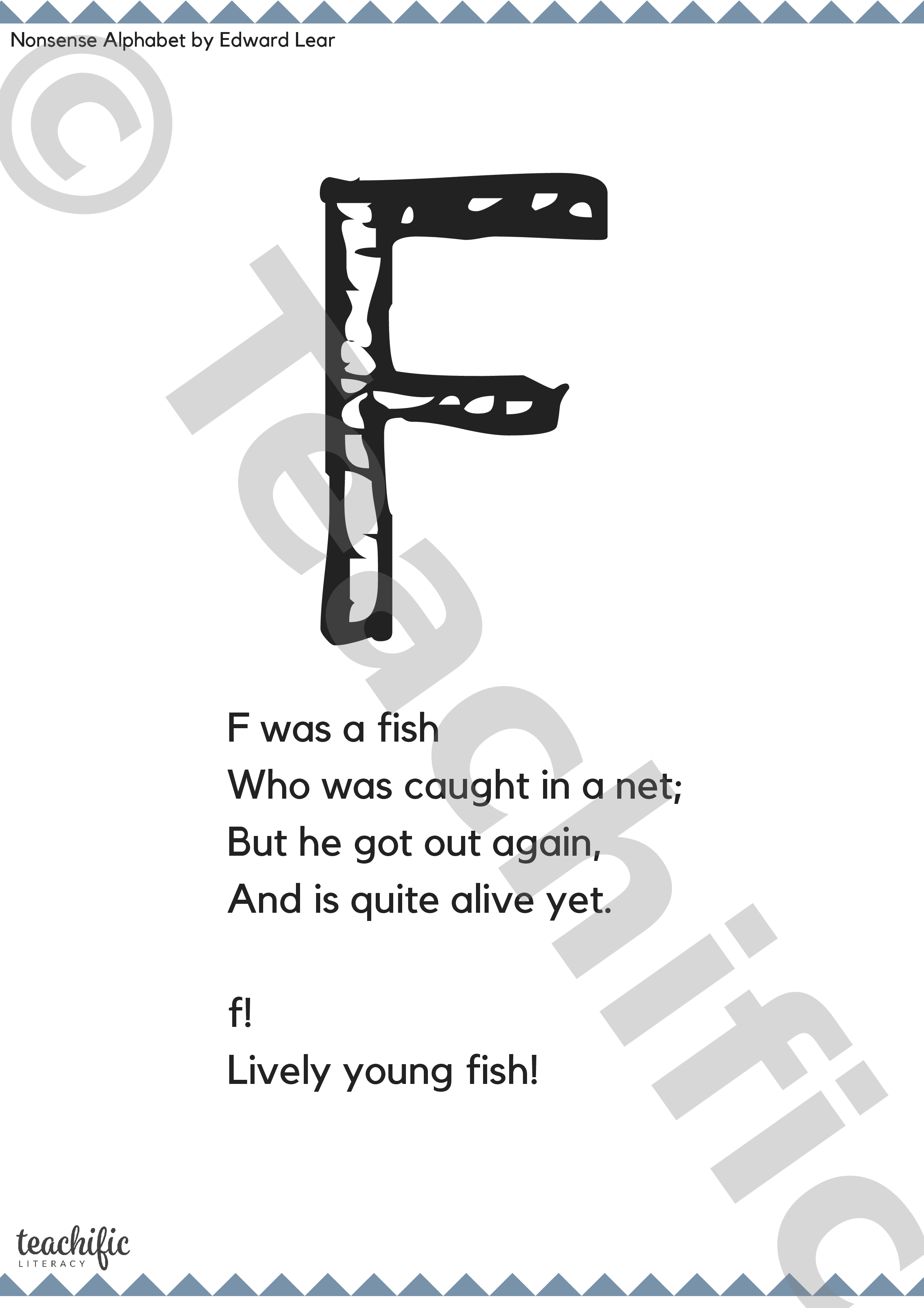 Poems: F was a Fish Nonsense Alphabet, K-3