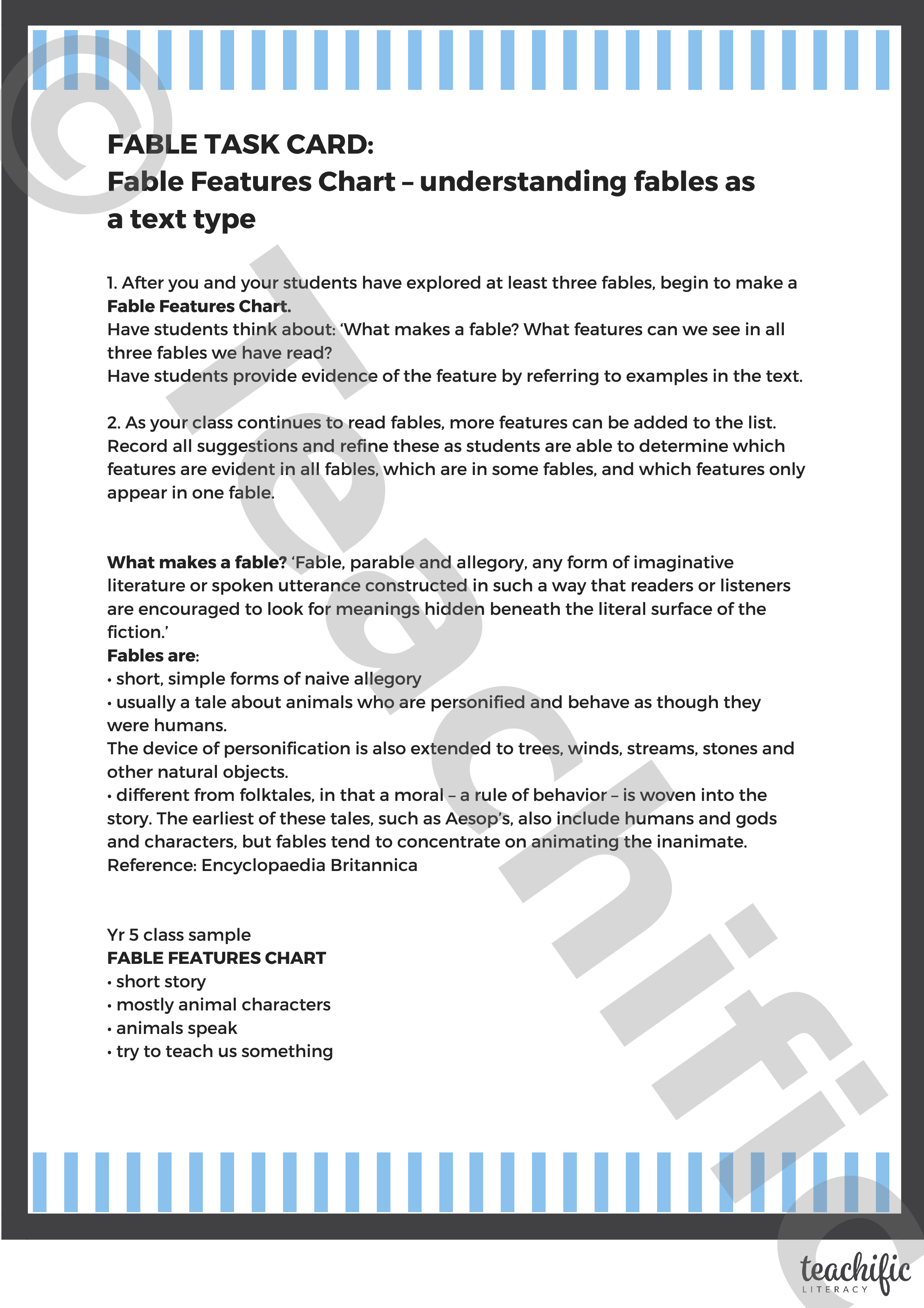 Text Features Chart Pdf