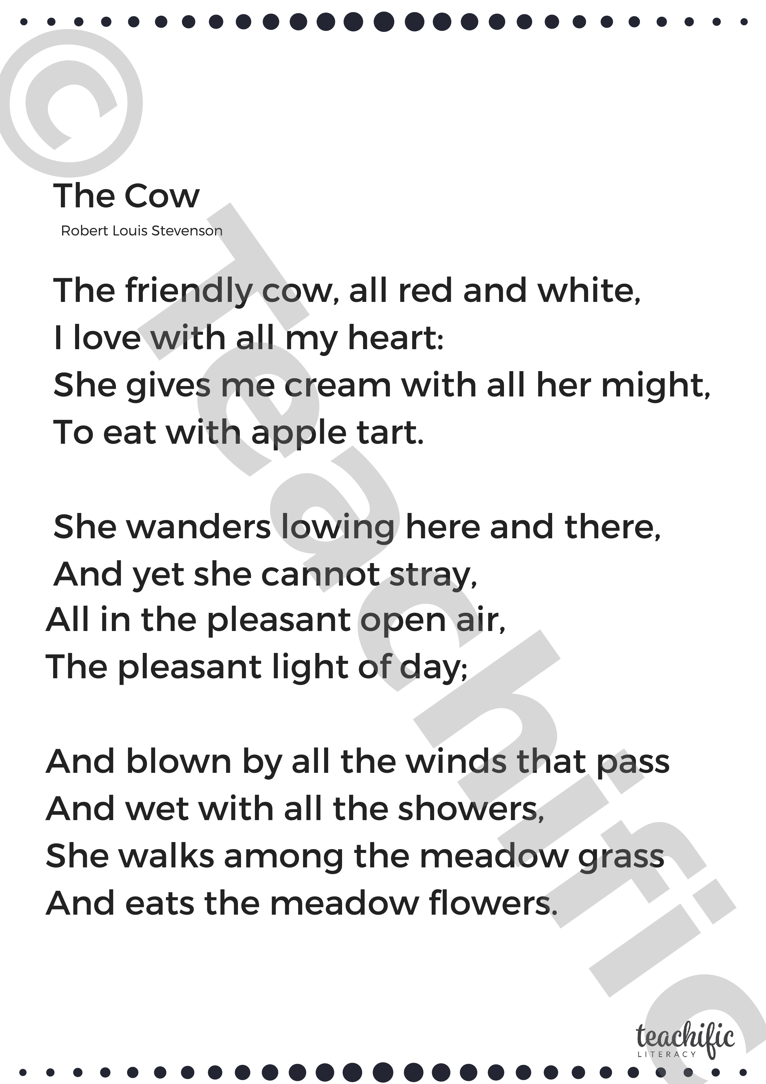 Poem: The Cow - Robert Louis Stevenson | Teachific