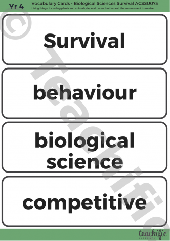 Preview image for Science Vocabulary Cards: Yr 4 Biological Sciences - Survival