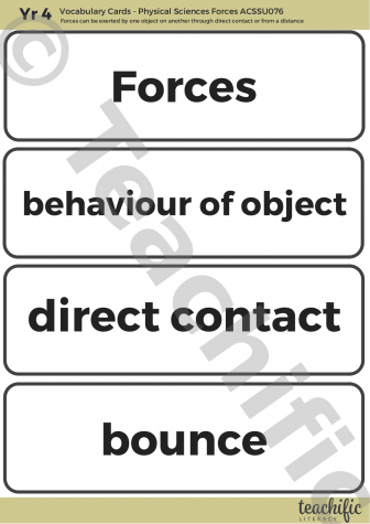 Preview image for Science Vocabulary Cards: Yr 4 Physical Sciences - Forces
