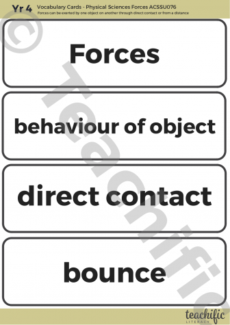 Preview image for Science Vocabulary Cards: Yr 4 Physical Sciences - Forces 