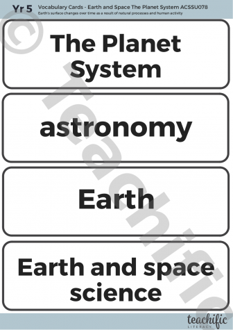 Preview image for Science Vocabulary Cards: Yr 5 Earth and Space - The Planet System