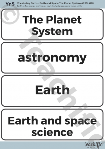 Preview image for Science Vocabulary Cards: Yr 5 Earth and Space - The Planet System 