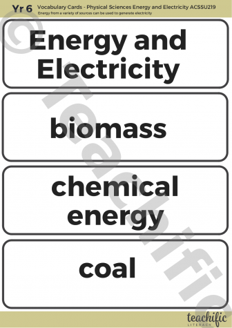 Preview image for Science Vocabulary Cards: Yr 6 Physical Sciences - Energy and Electricity