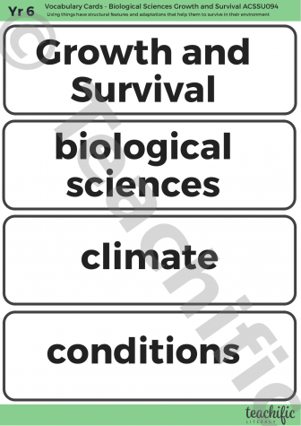 Preview image for Science Vocabulary Cards: Yr 6 Biological Sciences - Growth and Survival 