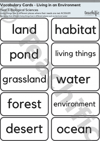 Preview image for Science Vocabulary Cards: Yr 1 Biological Sciences - Living in an Environment 