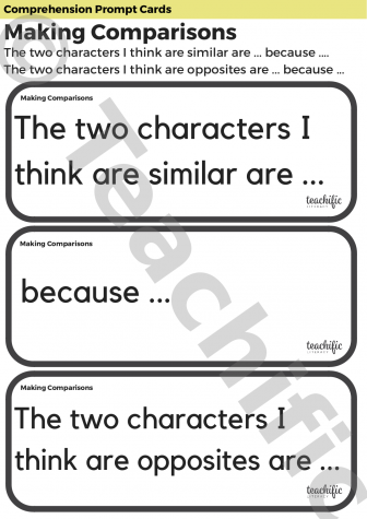 Preview image for Comprehension Prompt Cards: Making Comparisons