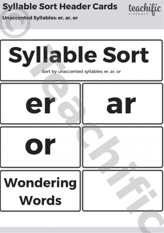 Preview image for Affix and Syllable Sorts: Syllable Sort - Unaccented Syllables (er, ar, or)
