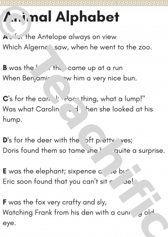 Preview image for Poems K-2: Animal Alphabet