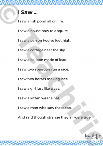 Preview image for Poems Yr 3,4: I Saw ...