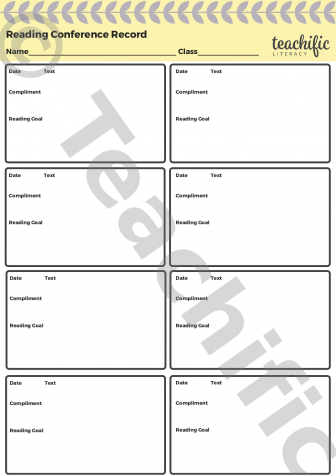 Preview image for Conferring Tools: Reading Conference Record Sheet