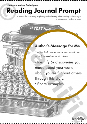Preview image for Reading Journal Prompts: Author's Message for Me