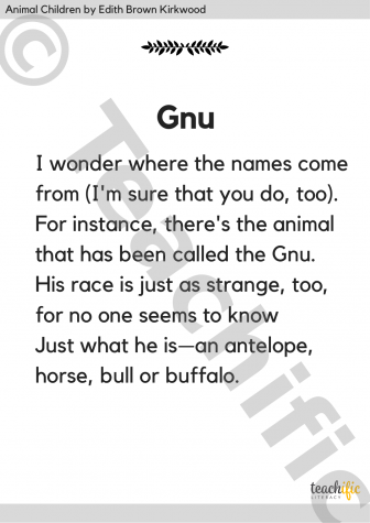 Preview image for Animal Children Poems: Gnu