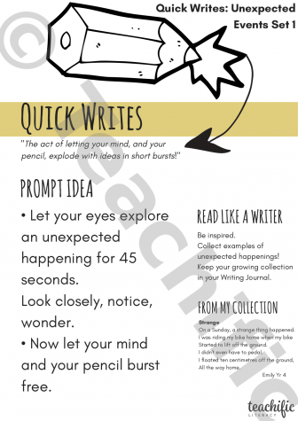 Preview image for Quick Writes: Prompts - Unexpected Events (Set 1)