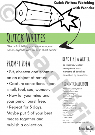Preview image for Quick Writes: Prompts - Watching with Wonder