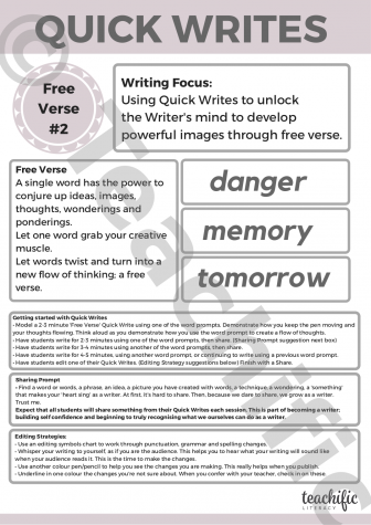 Preview image for Quick Writes: Free Verse #2